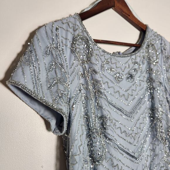 Adrianna Papell Light Blue Beaded Maxi Dress - Picture 6 of 16